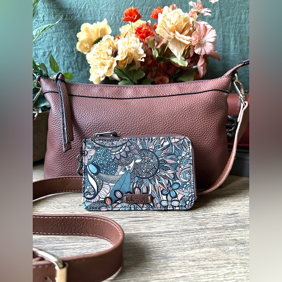 Steve Madden Crossbody Hobo Bag Purse w/Sakroots Wallet - Earth Tone Bag - Picture 8 of 12